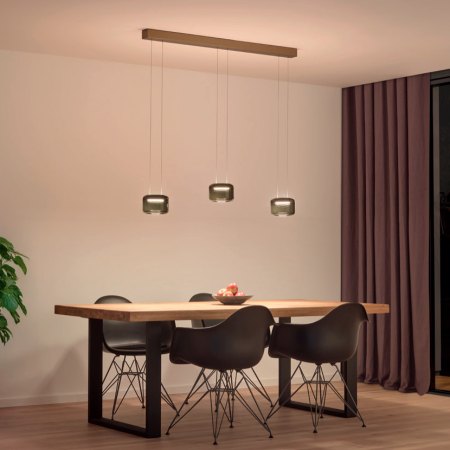 ​​​​​​​GKS Knapstein Sidra-3 LED-Pendelleuchte effekt bronze 51.529.34-1 LED-Pendelleuchte 3- flammig smoked Glas